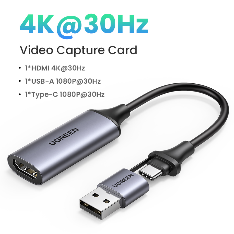 UGREEN Video Capture Card 4K HDMI to USB/Type-C HDMI Video Grabber Box for PS5 Switch Xbox Camera DV