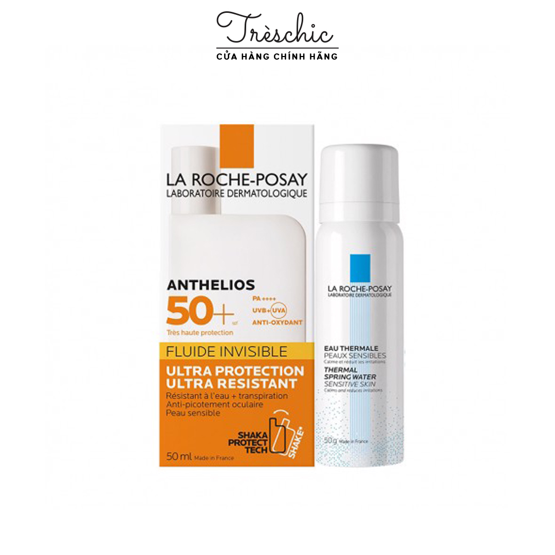 Set La Roche Posay Kem Chống Nắng Anthelios Invisible Fluid Spf 50+ 50Ml Và Xịt Khoáng 50Ml