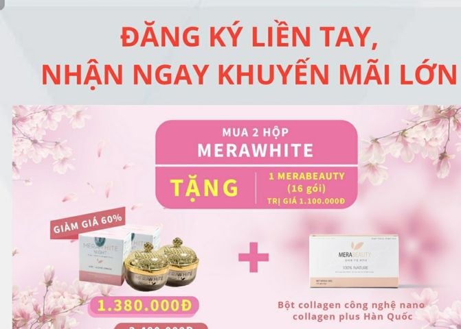 [Hcm]Combo 2 Kem Ngày Và Đêm Merawhite Tặng 1 Hộp Bột Merabeauty Bổ Sung Collagen