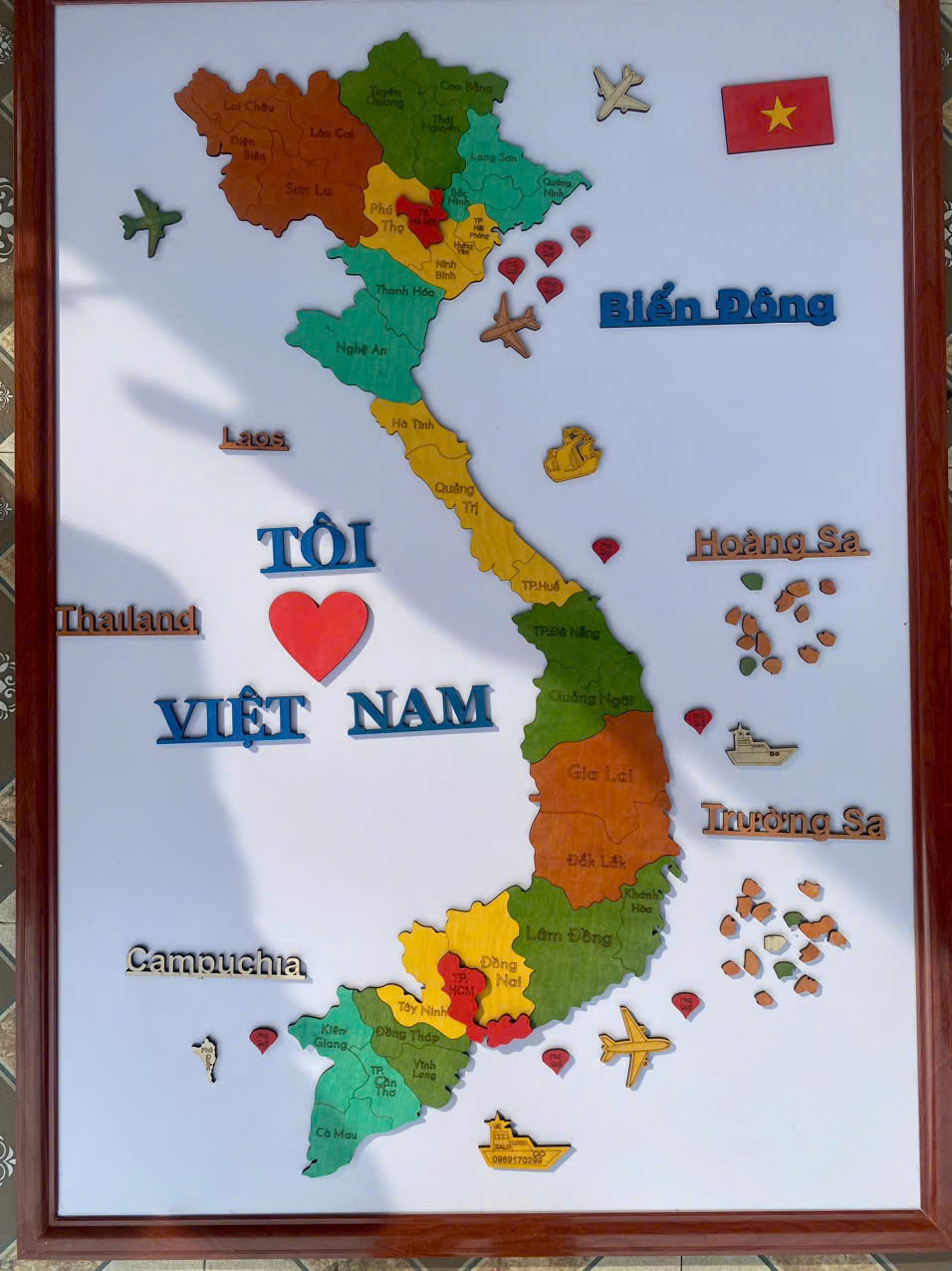 Bản đồ gỗ  Việt Nam 34 tỉnh tỉnh thành phố - đồ dùng học tập trang trí nhà cửa lắp ghép
