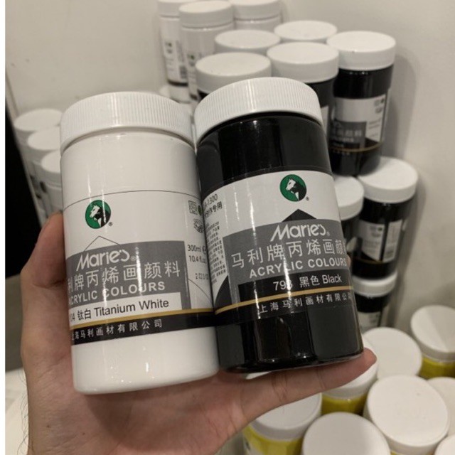 [HCM]Màu Acrylic Maries 100/300ml Trắng/Đen