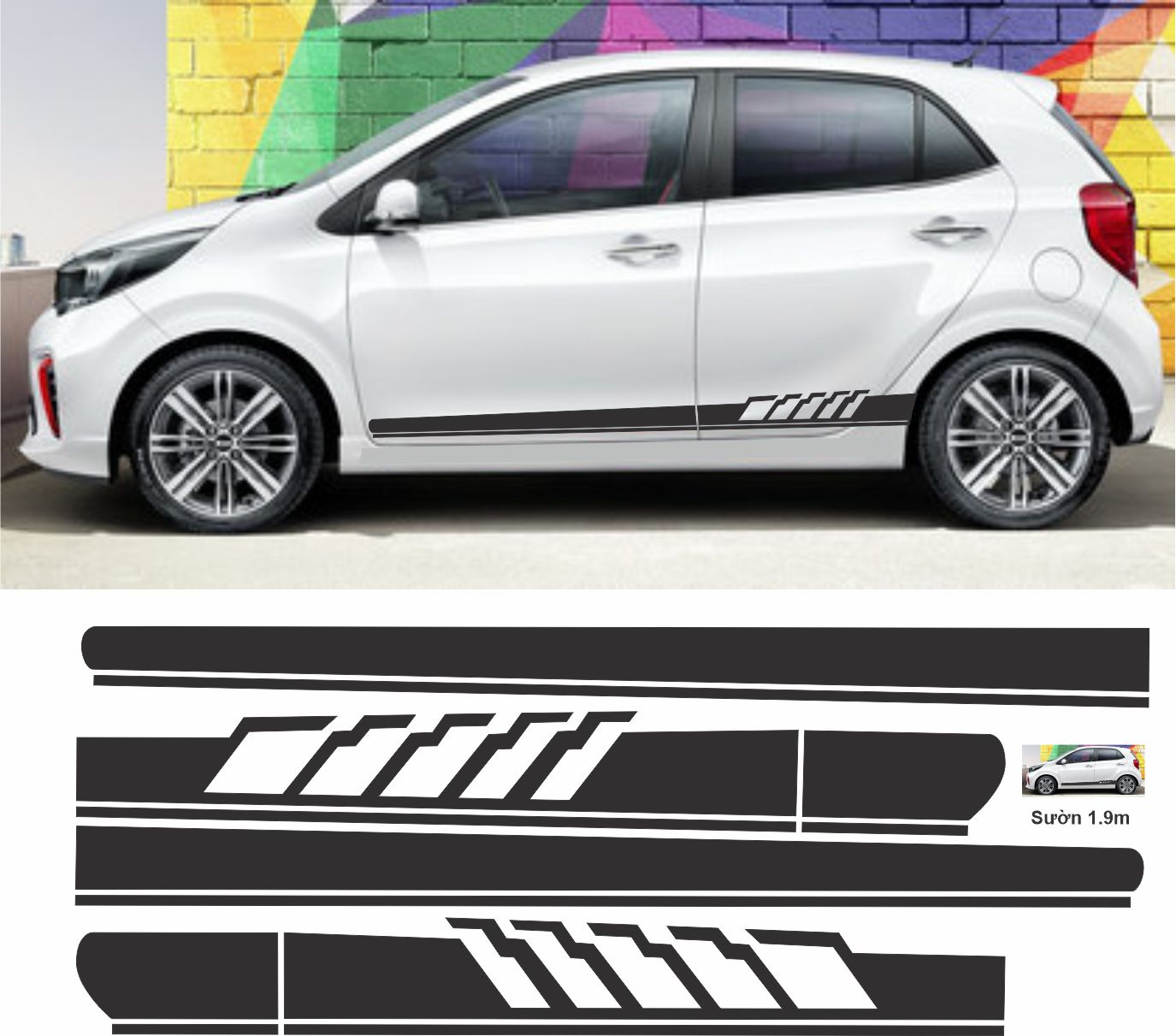 Tem dán sườn xe Kia Morning - Grand I10