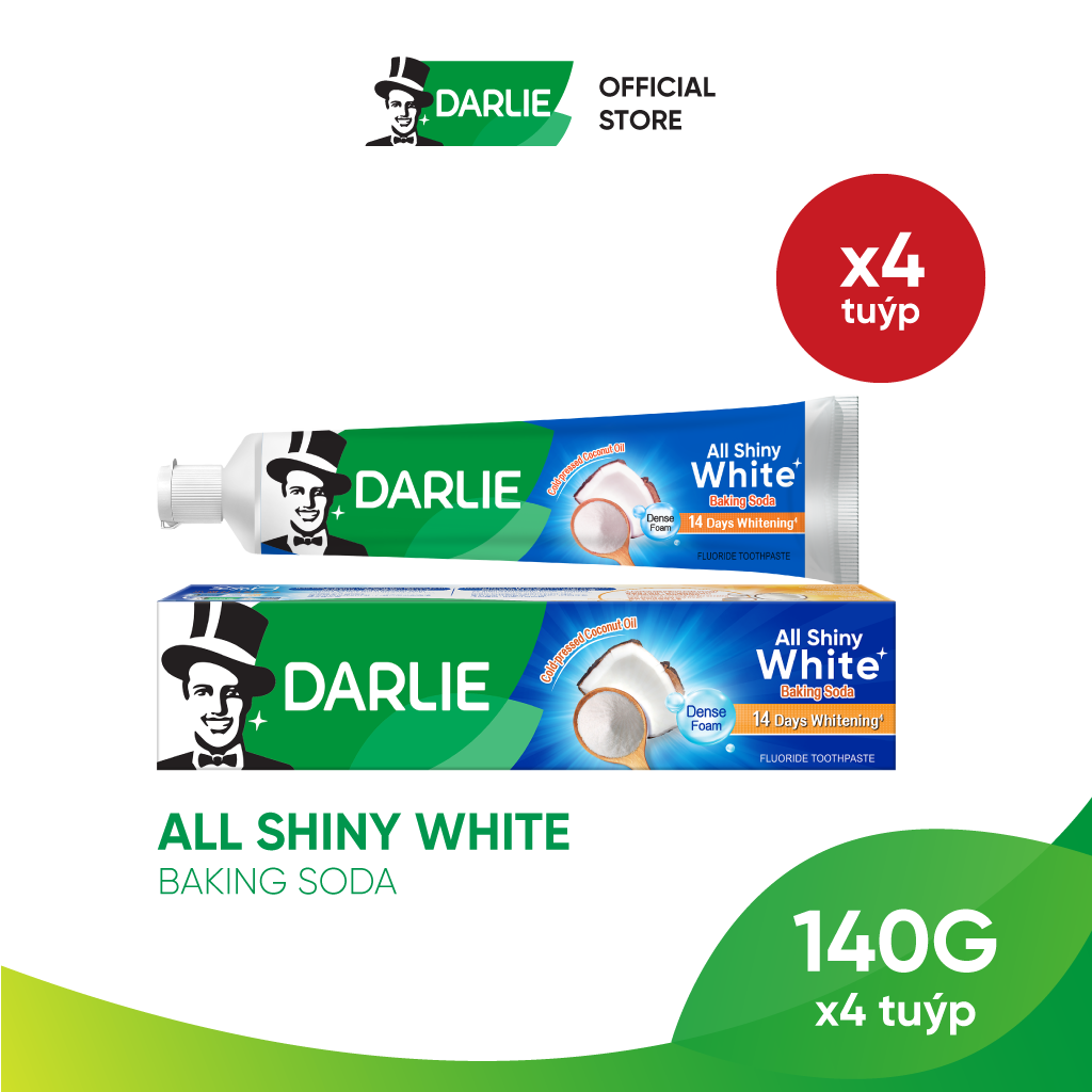 Bộ 4 Kem Đánh Răng Darlie All Shiny White Baking Soda 140g