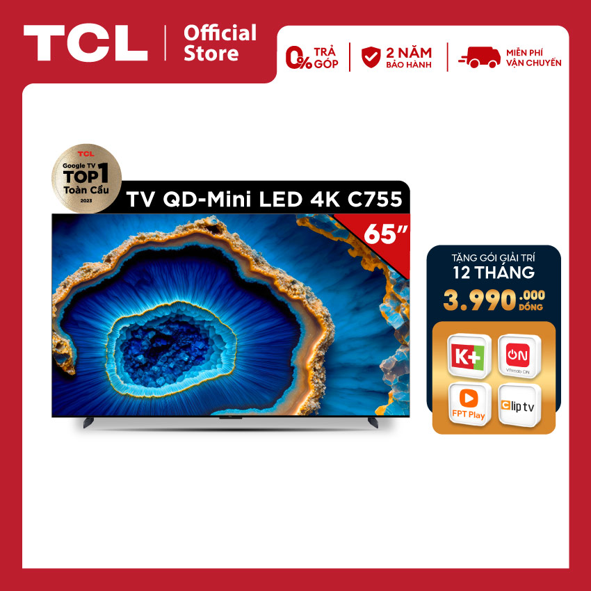 TCL 65C755 QD-Mini LED 4K TV - Tivi 65inch - Hàng chính hãng - Bảo hành 2 năm