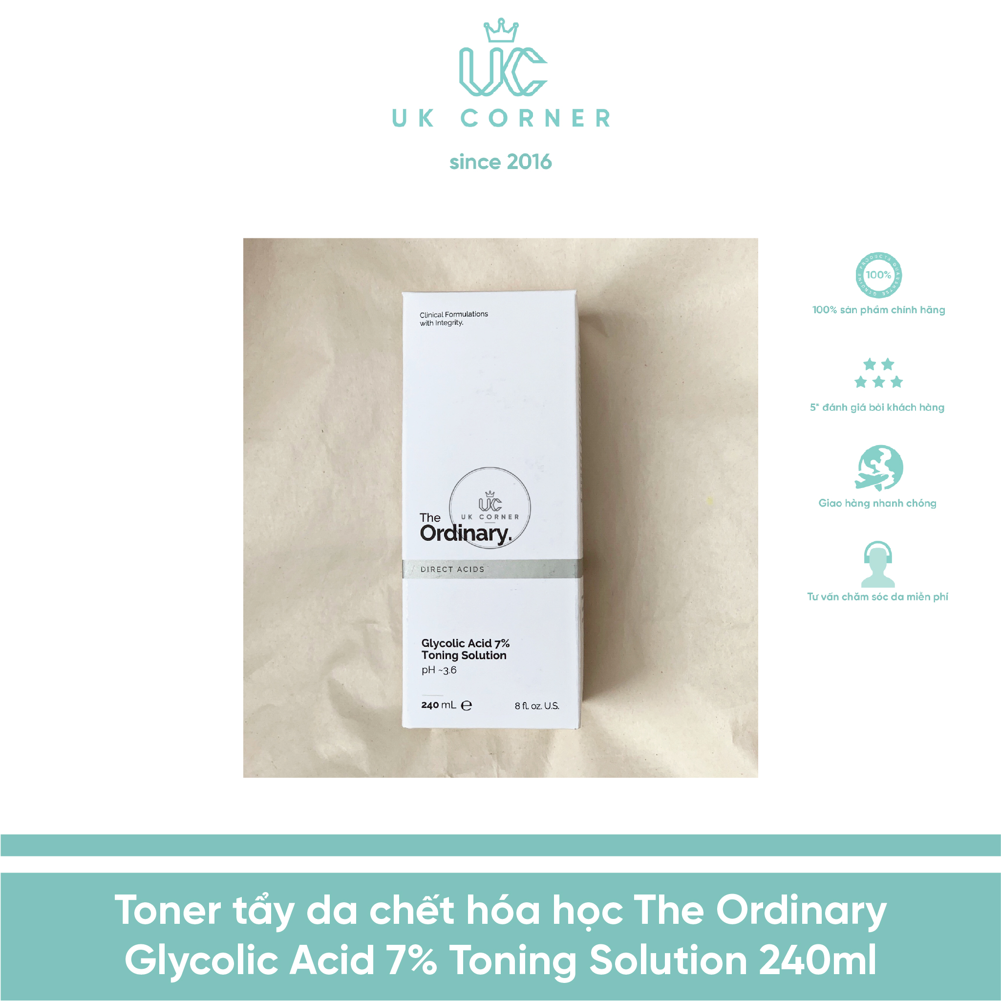 Toner Tẩy Da Chết Hóa Học The Ordinary Glycolic Acid (Aha) 7% Toning Solution 240Ml Aussie.vn