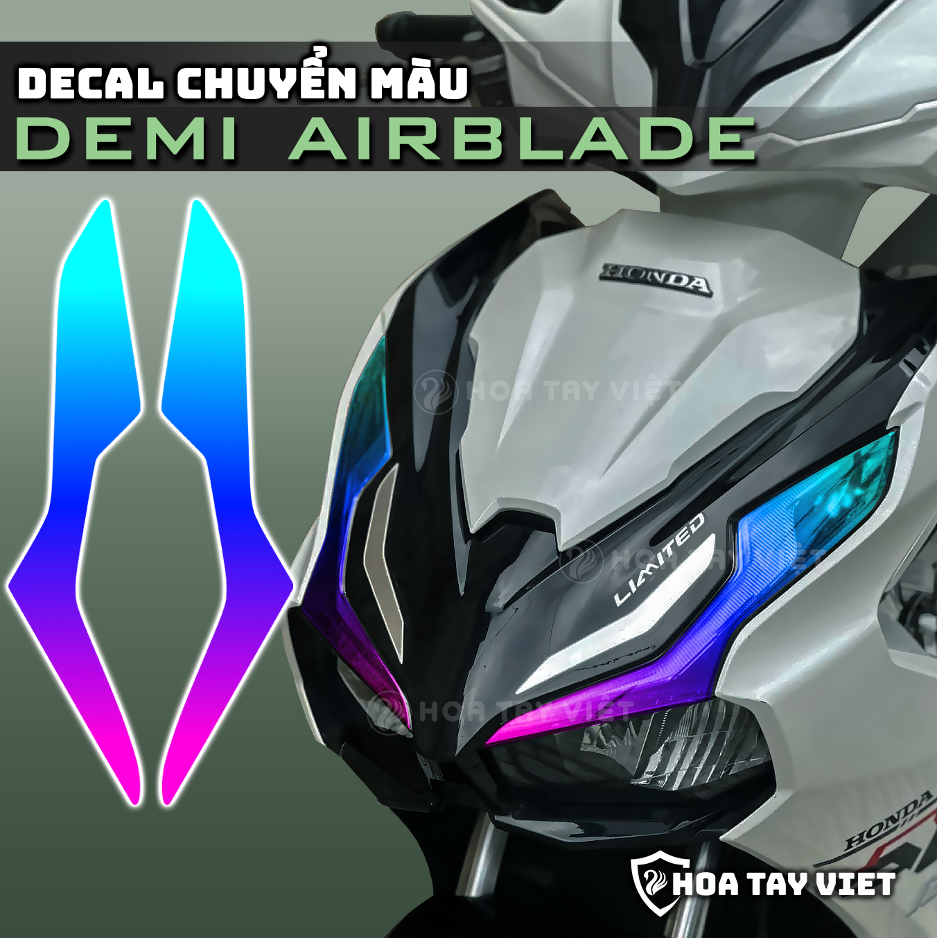 Bộ 2 miếng dán chuyển màu Demi AIRBLADE 2020- 2025 bảo vệ xi nhan và demi honda AB