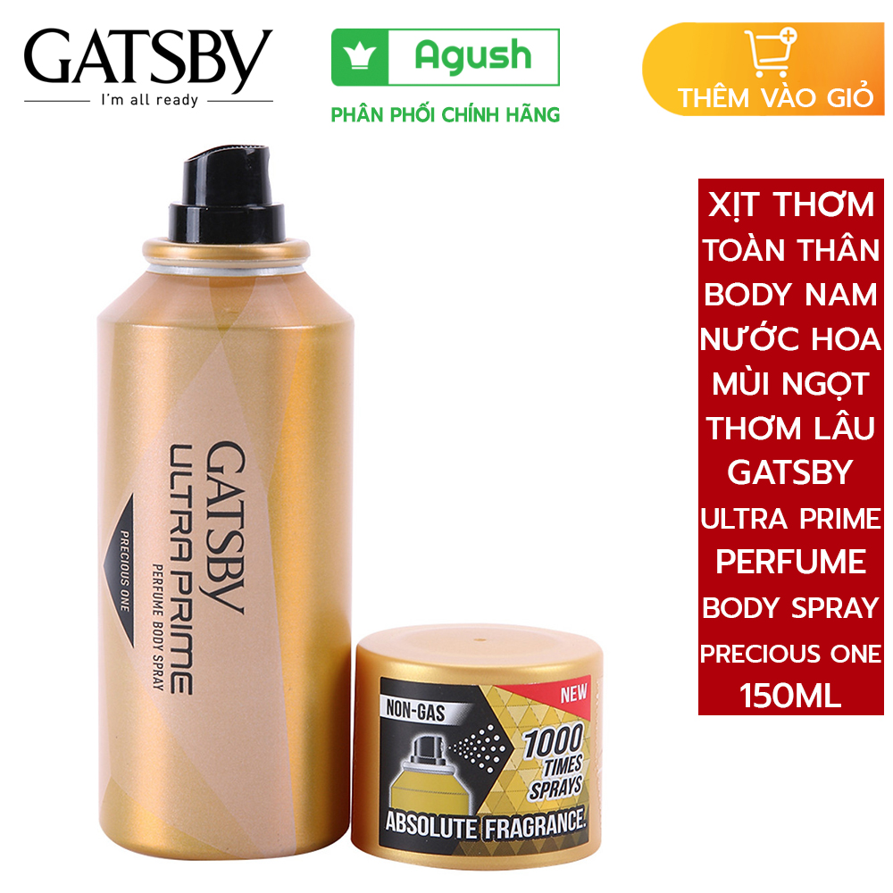 Xịt thơm body toàn thân nam chính hãng Gatsby Ultra Prime Perfume Body Spray Precious One for men ch