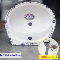 Chậu Rửa Mặt Lavabo MINH LONG C284 C282 Tặng Xả Chống Hôi Đa Năng - Gồm chậu xi phông ruột gà và pas lắp đặt