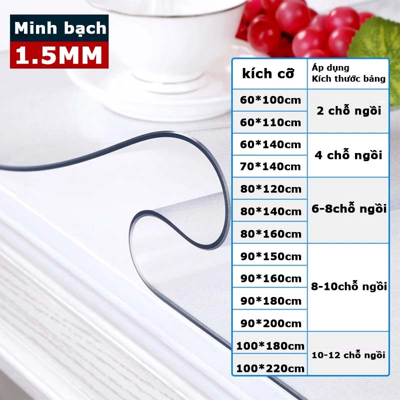 【Giao hàng 24 giờ】Tấm Trải Bàn PVC Trong Suốt 0 formaldehyde không mùi vật liệu cấp thực phẩm Bảo vệ sức khỏe gia đình bạn Tấm Lót Bàn Trong Suốt
