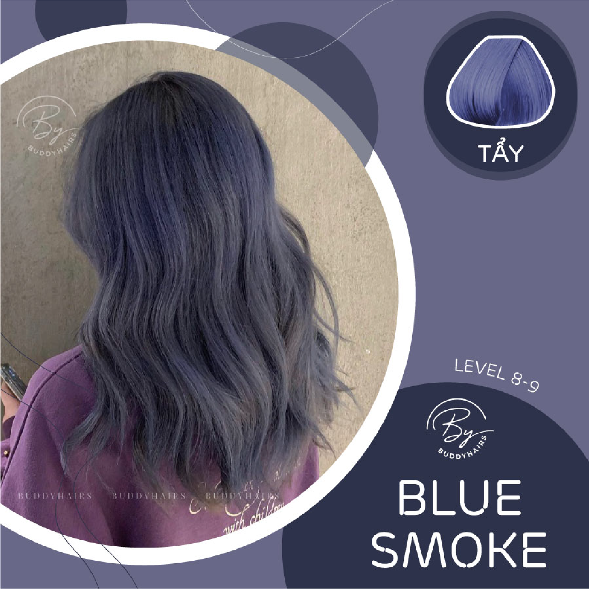 Thuốc Nhuộm Tóc Xanh Khói / Blue Smoke Buddyhairs Tặng Kèm Trợ Nhuộm Găng Tay Mũ Trùm Đầu 1 Thuốc Tẩy Bé 50K