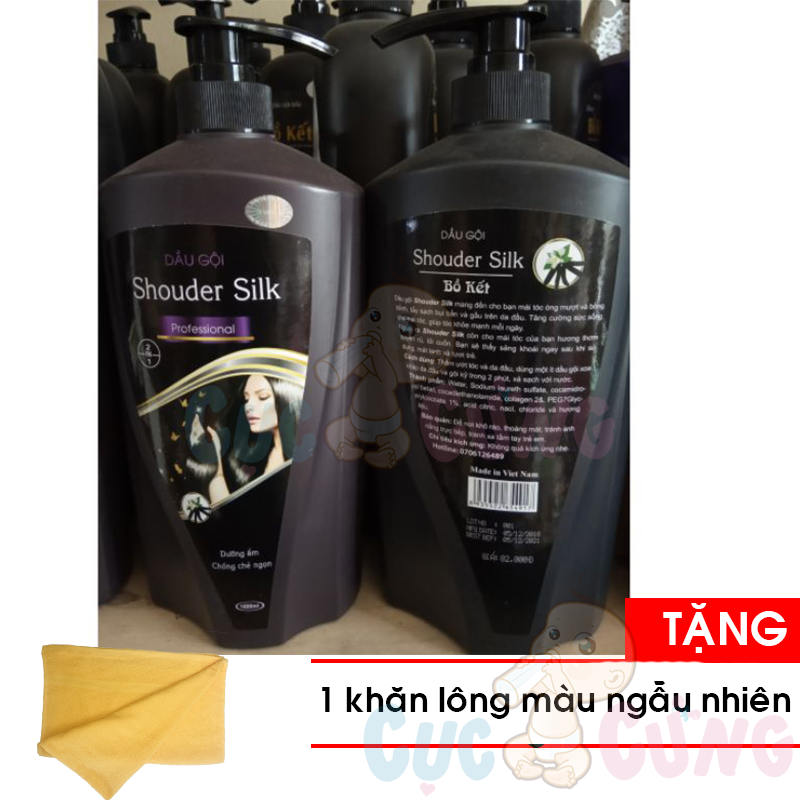 Dầu Gội Đầu Shouder Silk Bồ Kết 1000Ml Tặng 1 Khăn Tắm Cotton 25X40Cm Siêu Mềm Màu Ngẫu Nhiên