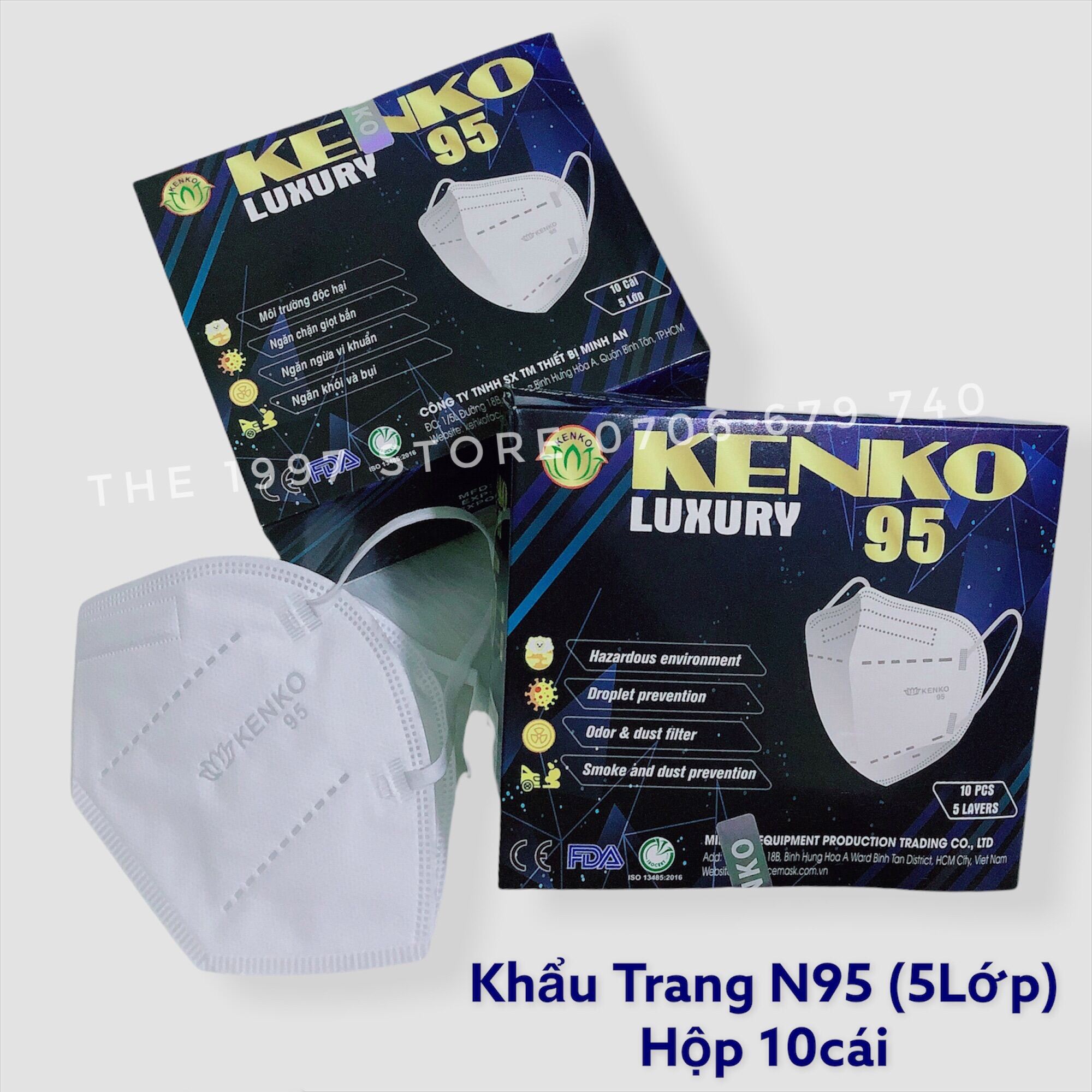 Khẩu Trang Y Tế N95 Kenko cao cấp (5lớp) kháng khuẩn hộp 10cái