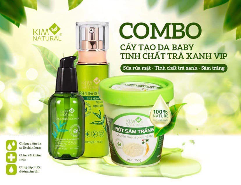 Combo Tái Tạo Tinh Chất Trà Xanh Vip Kim Natural