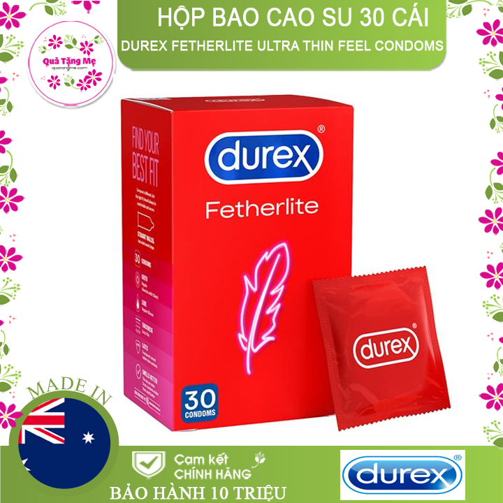 [Hcm]Hộp 30 Cái Bao Cao Su Durex Fetherlite Ultra Thin Feel Condoms