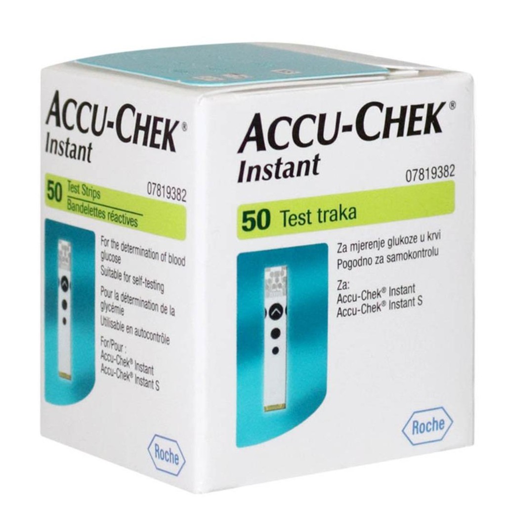[Chính Hãng Sx Tại Mỹ] Combo 50 Que Và 50 Kim Dẹt Thử Đường Huyết Accu - Chek Instant