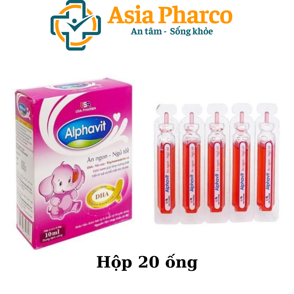 Siro ALPHAVIT ĂN NGON giúp bé ăn ngon ngủ tốt bé thông minh tăng cường miễn dịch cho bé - hộp 20 ống