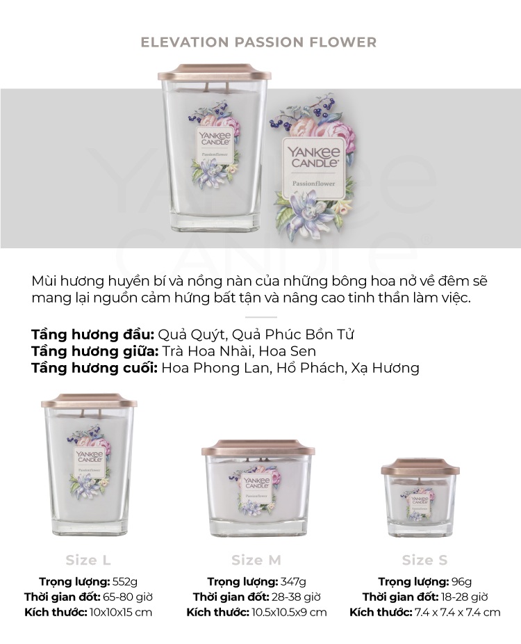 Nến thơm Sáp đậu nành Elevation CHÍNH HÃNG Yankee Candle - Size S 96g (nhiều mùi)