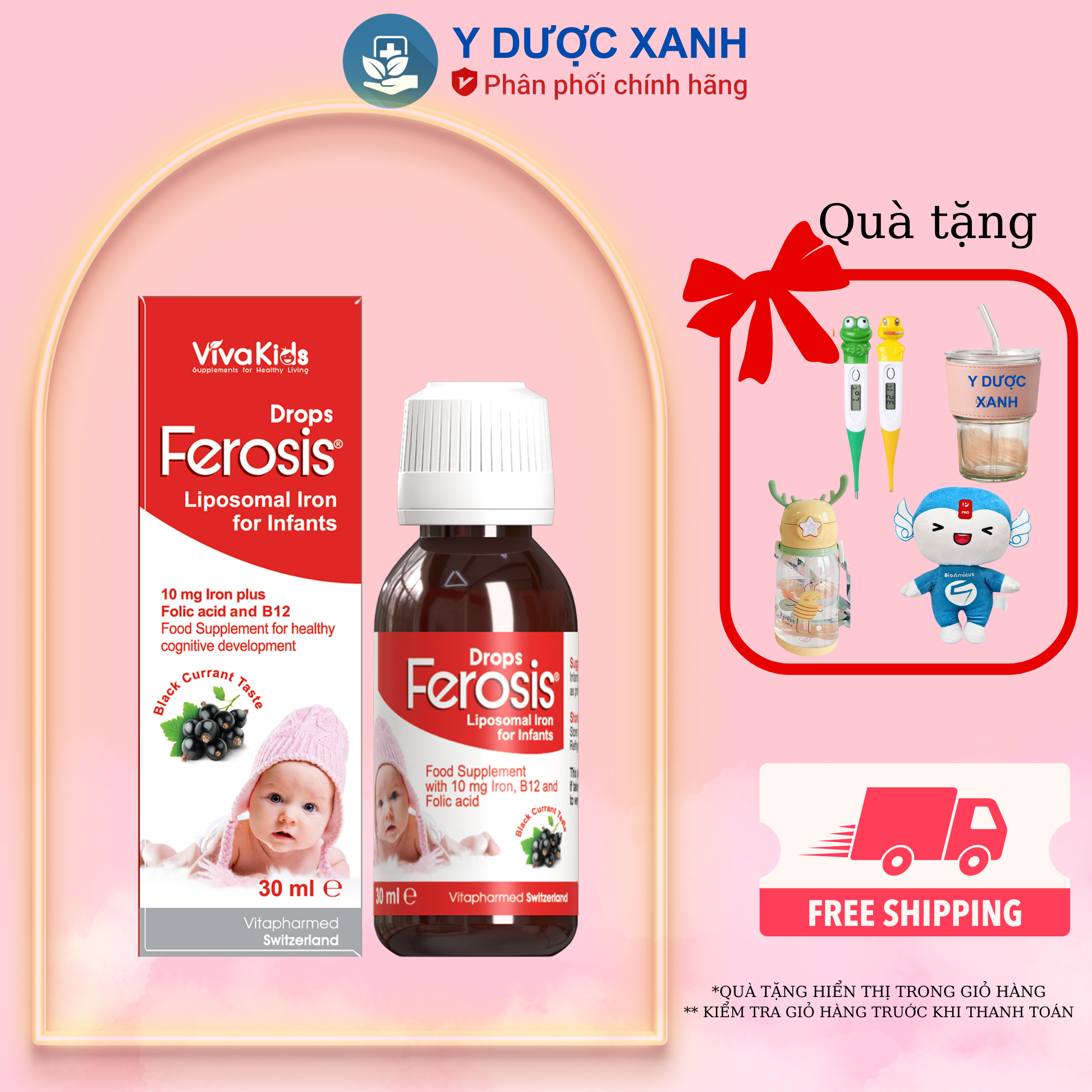 [MUA CHÍNH HÃNG] VIVAKIDS FEROSIS DROPS 30ml Sắt sinh học hấp thu tối đa cho bé từ 4 tháng tuổi - Y 
