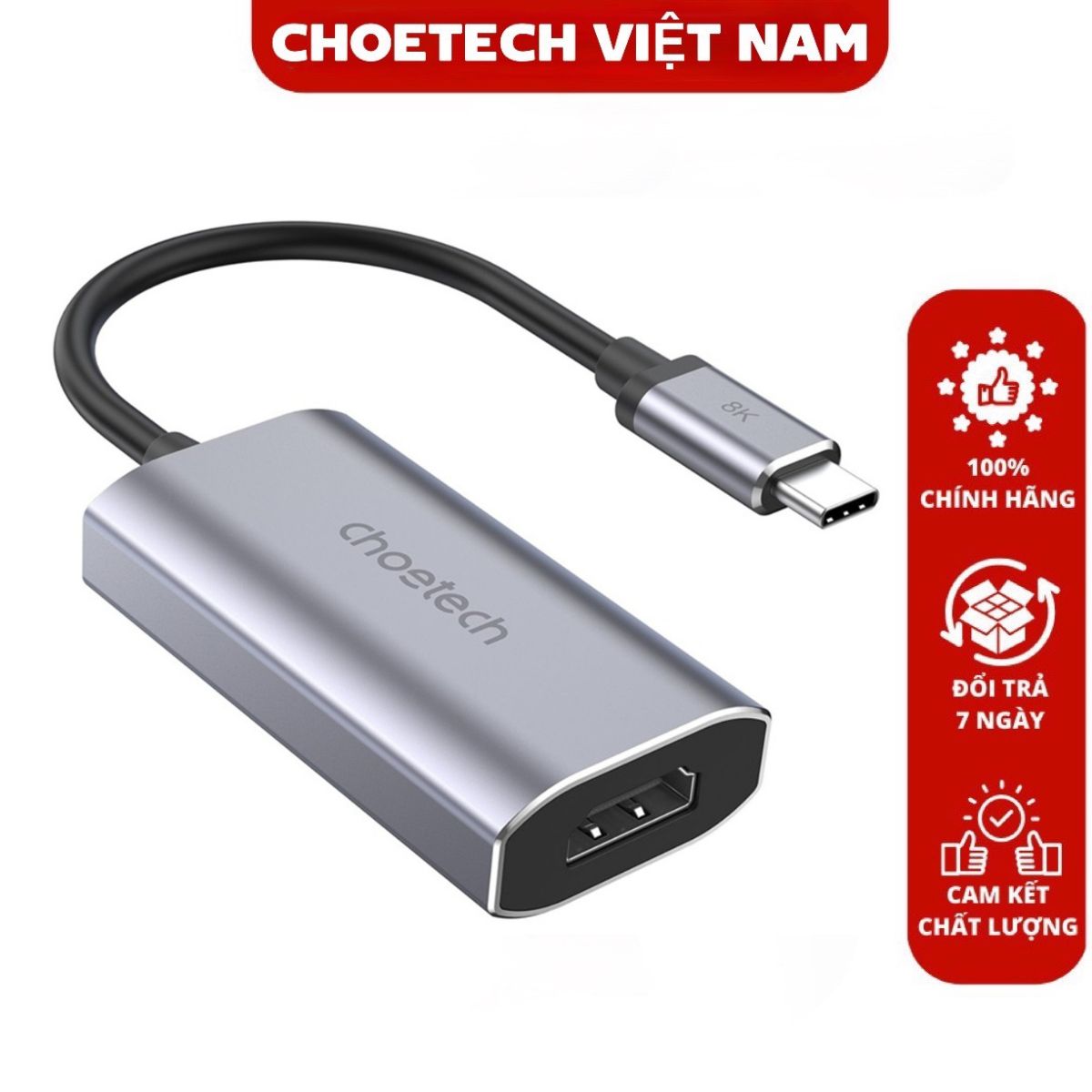 Hub chuyển đổi Choetech HUB-H16 Type C sang HDMI 8K60Hz- hàng chính hãng