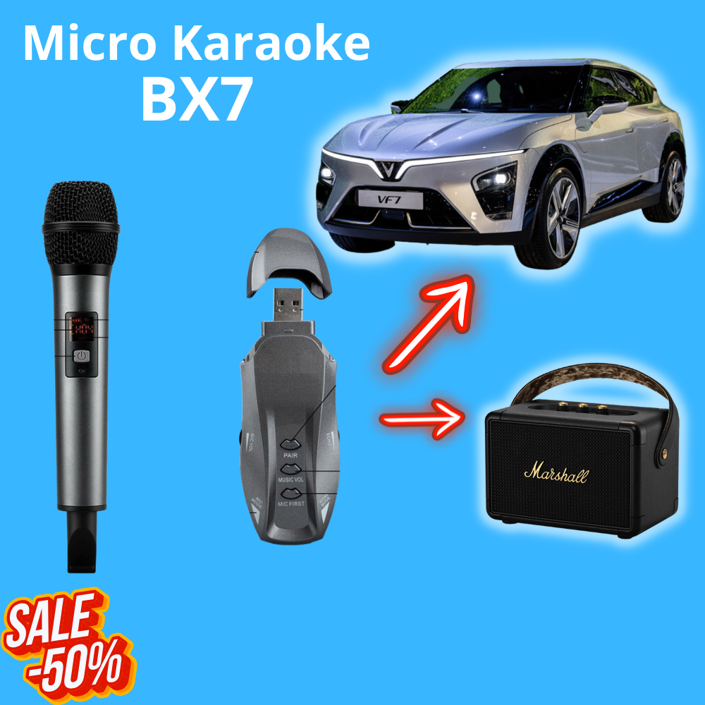 Micro Không Dây Đa Năng Karaoke MTMAX BX7 | Micro Karaoke K18V 1Mic Kết Nối Đa Dạng Với ÔTô Tivi