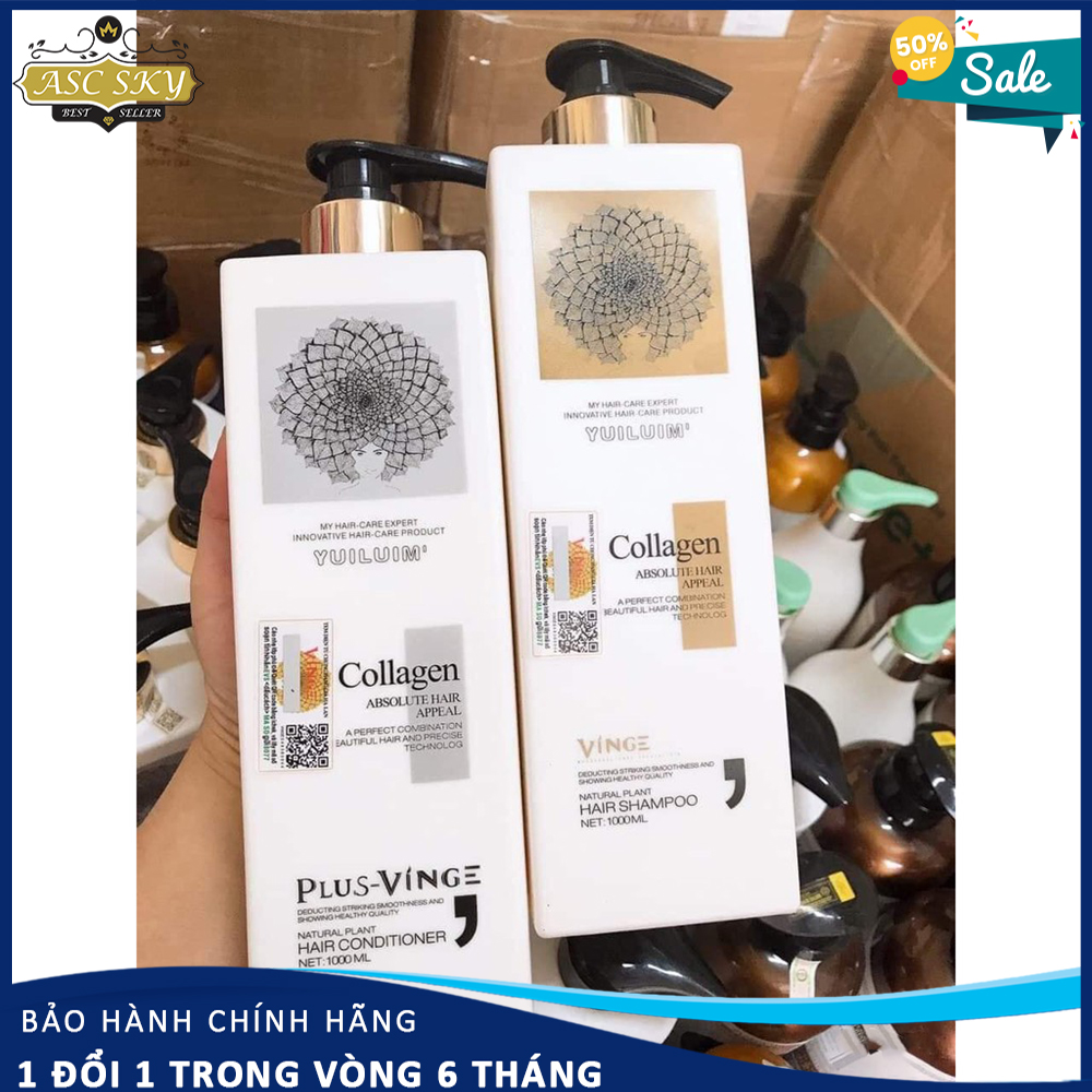 [Hàng Mới] Bộ Dầu Gội Đầu – Dầu Xả Tóc Siêu Mượt COLLAGEN VINGE Phục Hồi Và Kích Thích Mọc Tóc 1000MLX 2 – CDG02
