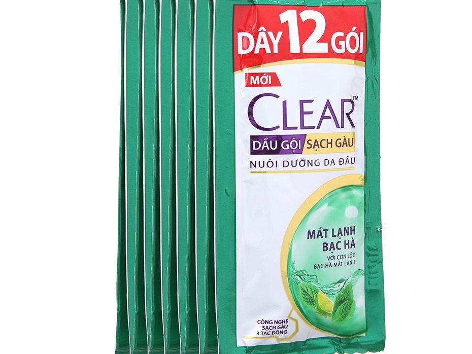 [HCM]Combo 10 Dây Dầu Gội Clear Mát Lạnh Bạc Hà - Dây 12 gói