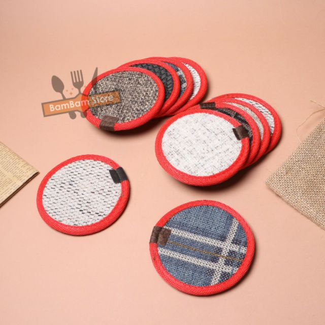 Đế lót ly vải nỉ chống trượt thấm nước miếng lót cốc bằng vải thấm nước cho quán cafe