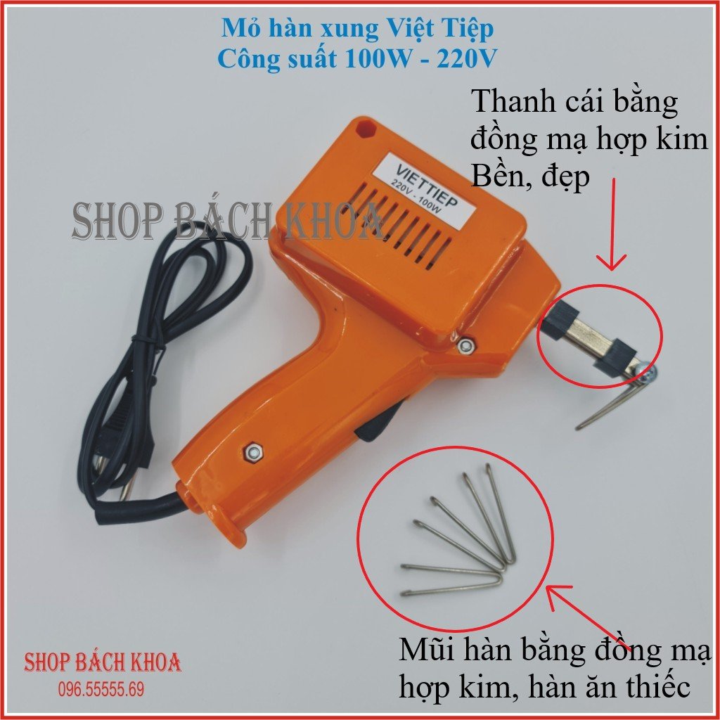 [FREESHIP] Mỏ hàn xung Việt Tiệp 220V 100W sản xuất theo công nghệ của Tiệp. Tặng kèm 5 mũi hàn bằng