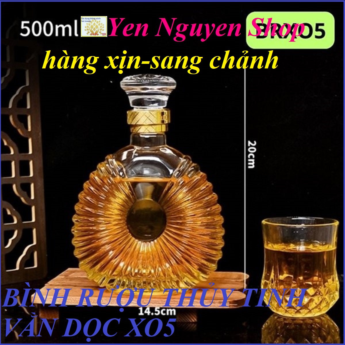 Bình rượu thủy tinh vằn dọc 500ml XO5 - Yen Nguyen Shop