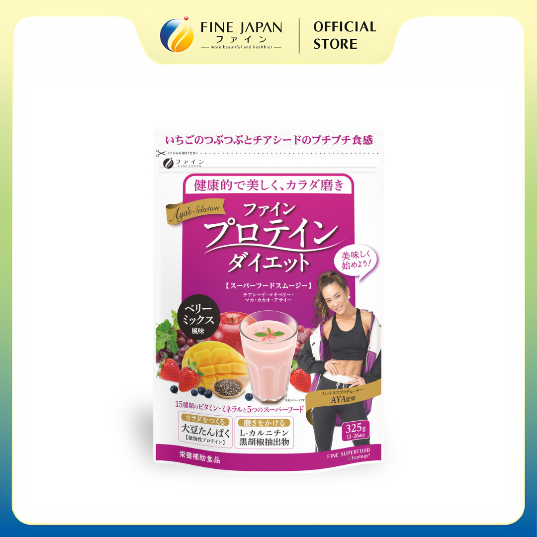 Bột Protein thực vật Aya’s Selection Protein Diet FINE JAPAN vị Mix quả mọng gói 325g