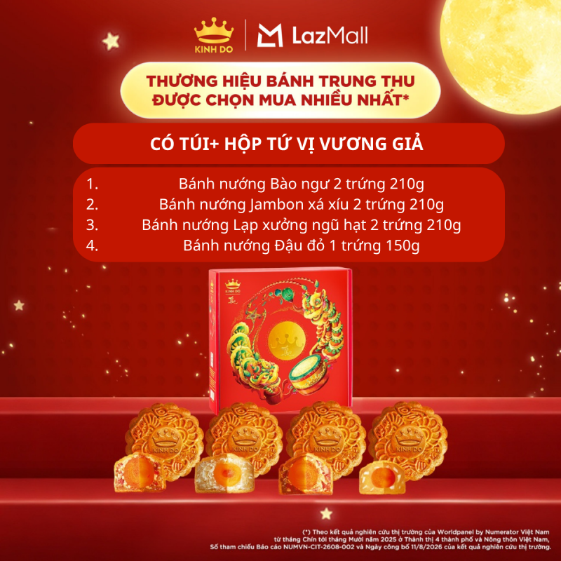 Combo 4 bánh trung thu Kinh Đô ″Nguyệt Viên Tứ Sắc″ (4 bánh x 150g)