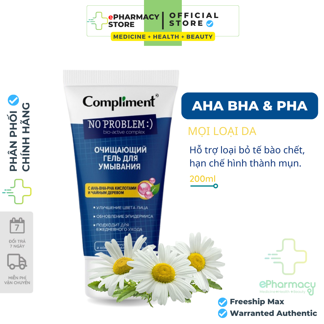 Sữa rửa mặt Gel BHA Compliment No Problem làm sạch sâu giảm mụn 200ml