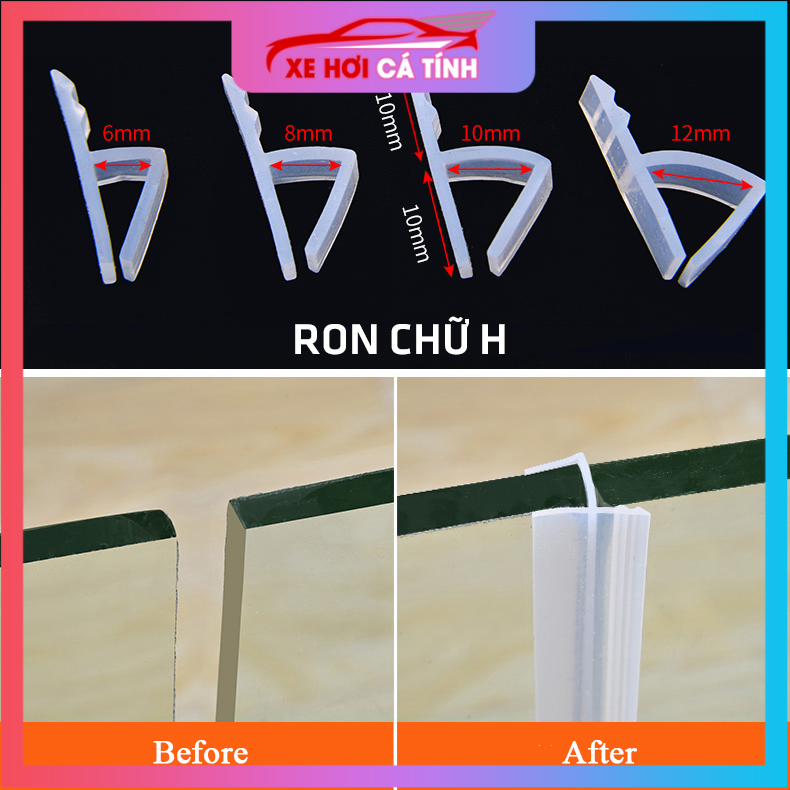 80 Mét Ron Gioăng Cao Su Chữ U H F 6mm 8mm 10mm 12mm Silicone Chuyên Dụng Gắn Dán Cửa Kính Vách Nhà 