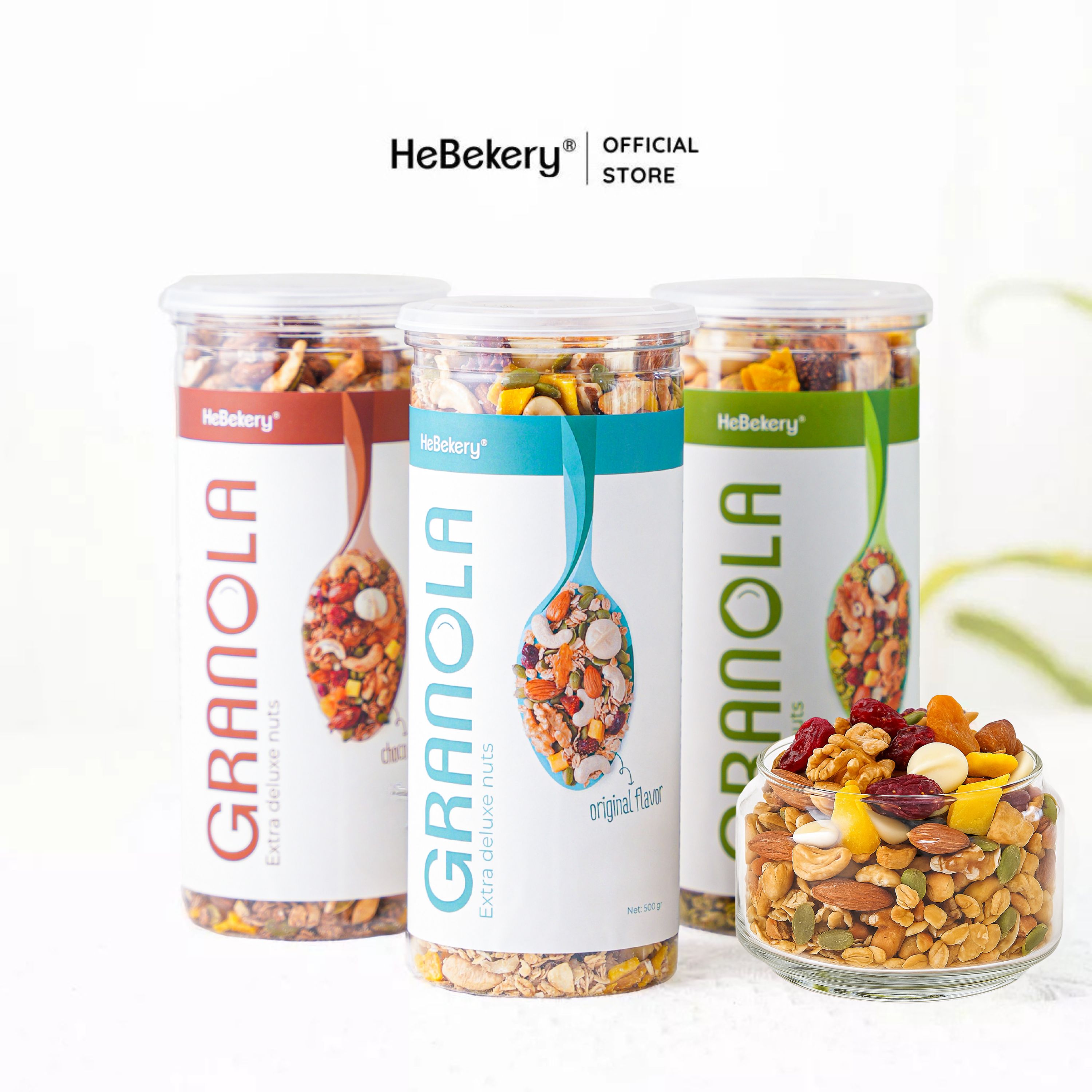 Combo 3 Hũ 500gr Granola Siêu Hạt 3 Vị - Ngũ Cốc Dinh Dưỡng HEBEKERY by HEBE