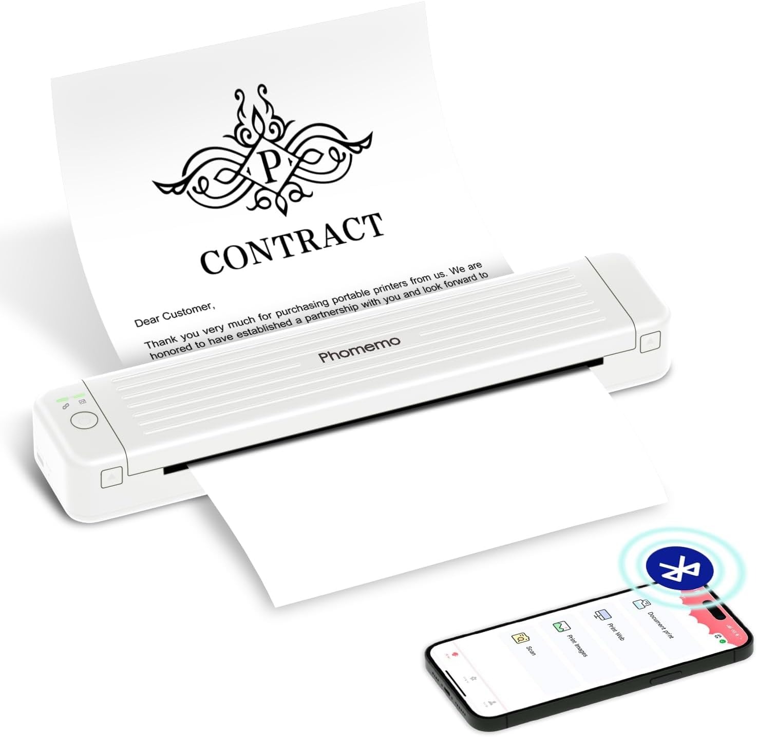 Máy In Nhiệt Mini Khổ A4 Di Động Phomemo P831-In giấy A4/A5/B5 thường- Kết nối Bluetooth in trực tiế