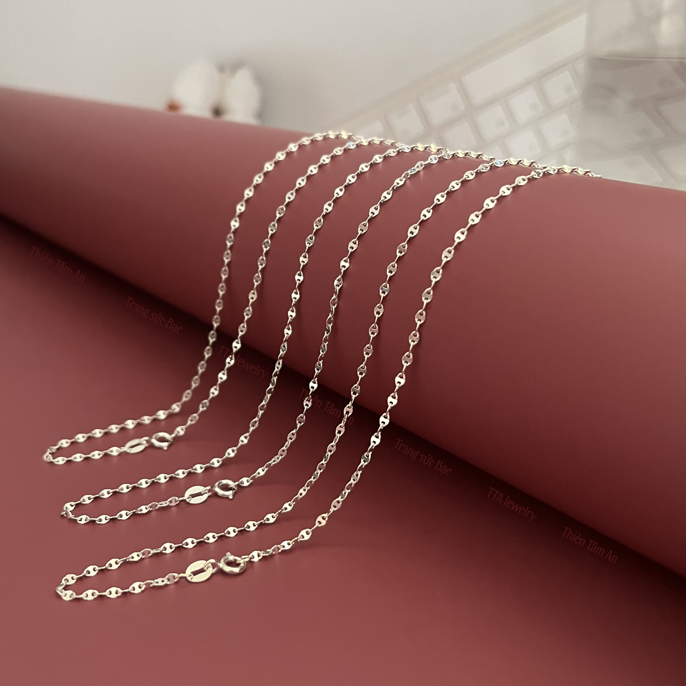 Dây chuyền Nữ Bạc S925 dài 45cm các loại dây Mì dây Bi dây Công dây Tam Giác dây Lá Kim - Bạc TTA Je
