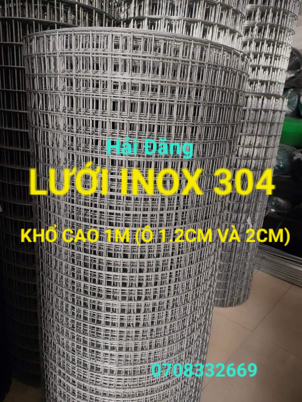 ( Khổ cao 1m x dài nhiều kích thước) Lưới sắt INOX 304 không han ko rỉ sét sáng bónglỗ ô vuông 05cm 