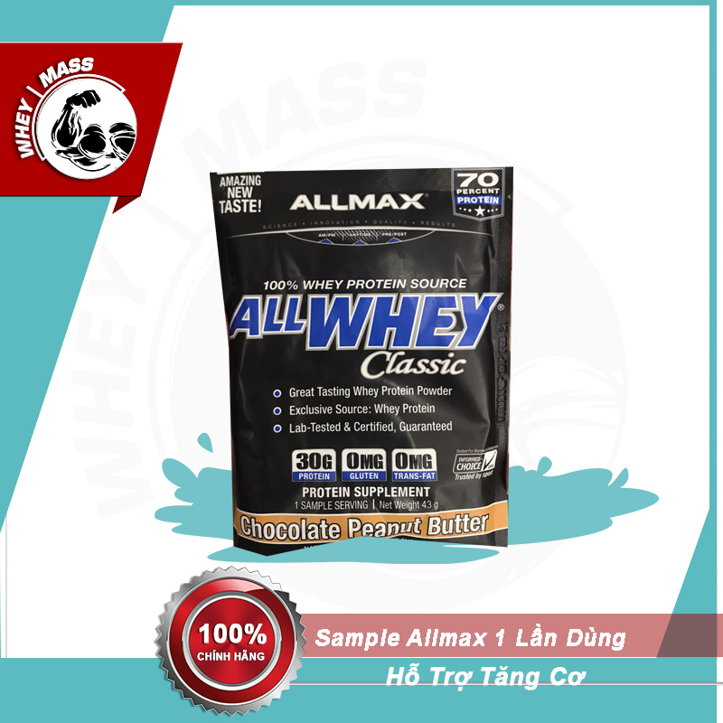 [Hcm]Sample Gói Dùng Thử Sữa Tăng Cơ Allmax Whey 43Gram