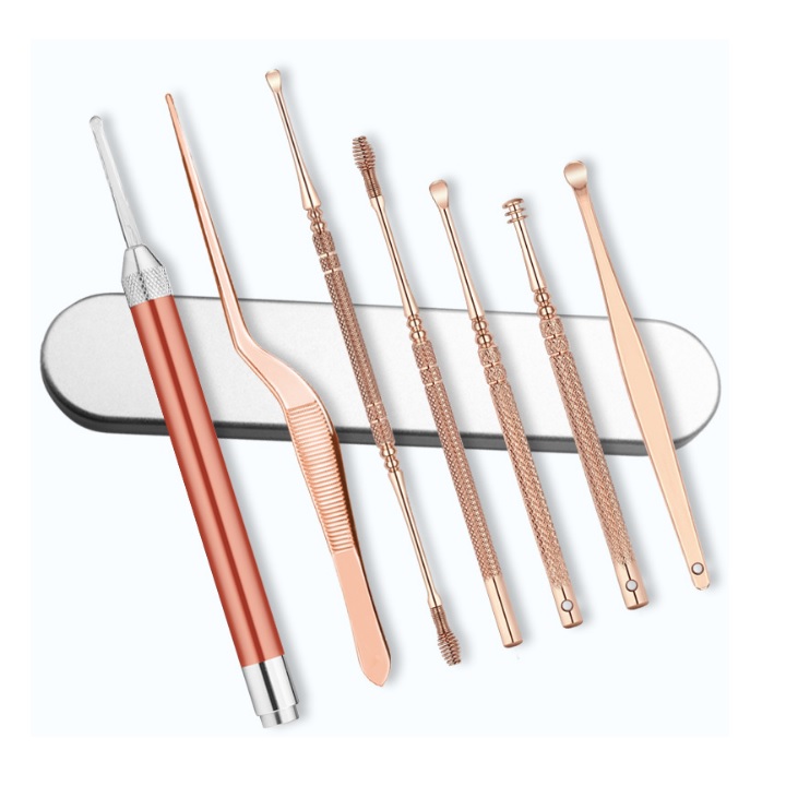 Bộ lấy ráy tai hộp gỗ chuyên nghiệp nhíp lấy ráy tai bộ ngoáy tai