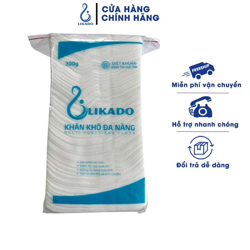 Khăn khô đa năng Likado cho bé 300g kích thước (15x20cm)(1 gói)