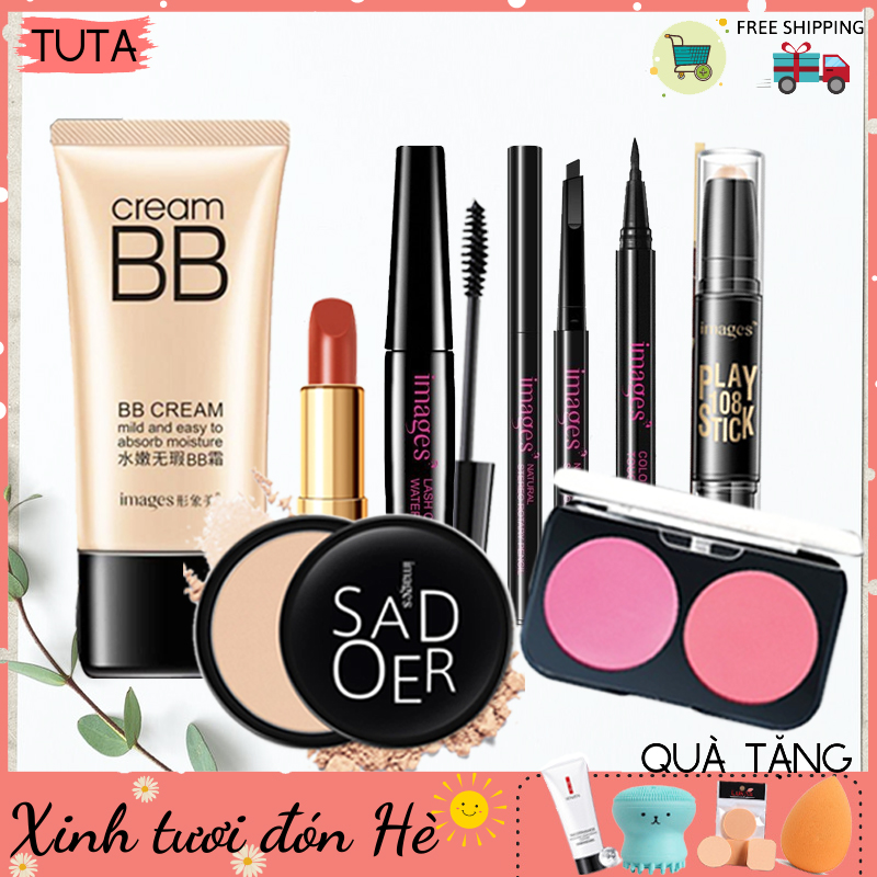 Bộ Trang Điểm Images 8 Món Chính Hãng Nội Địa Trung Kem Bb + Phấn Phủ + Tạo Khối + Chì Kẻ Mày + Mascara + Bút Kẻ Mắt+ Son Thỏi Màu Son Hot Trend 2020 Chính Hãng Nội Địa Trung Gm - Ima74