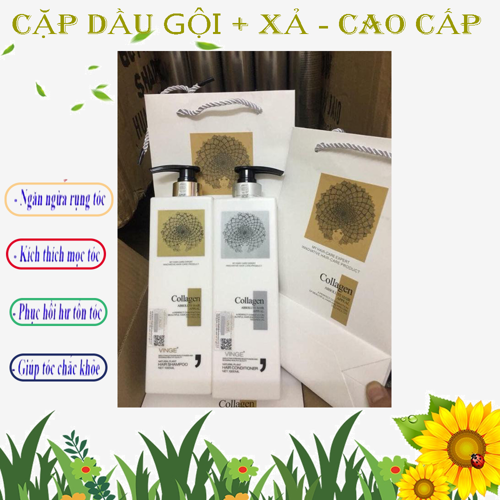 Cặp Dầu Gội - Xả Collgen Cao Cấp Cặp Dầu Gội Collagenngăn Ngừa Rụng Tóc Nấm Ngứa Da Đầu Phục Hồi Tóc Hư Tổnkhô Xơ Và Chẻ Ngọn Giúp Tóc Chắc Khỏe