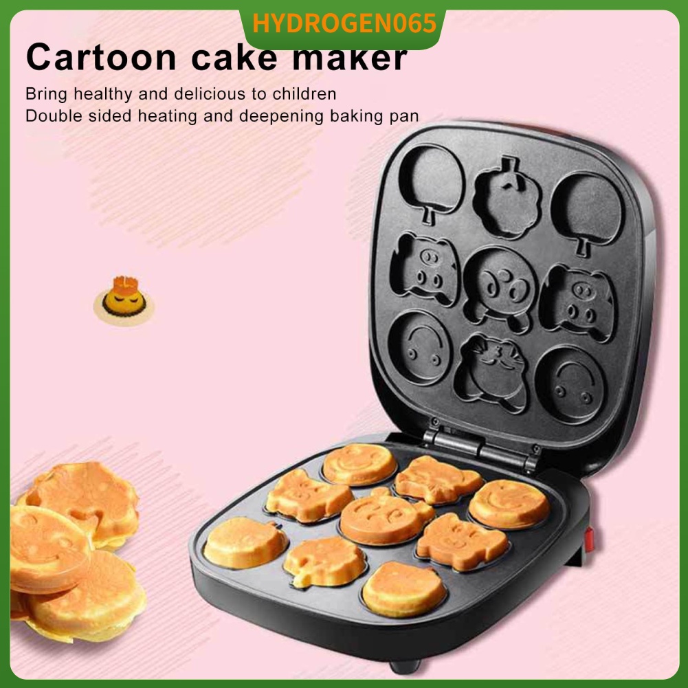 Hình vuông Máy làm bánh mini Phim hoạt hình Đa năng 2 mặt ăn sáng tự động Chảo nướng điện EU 220V Hydrogen065