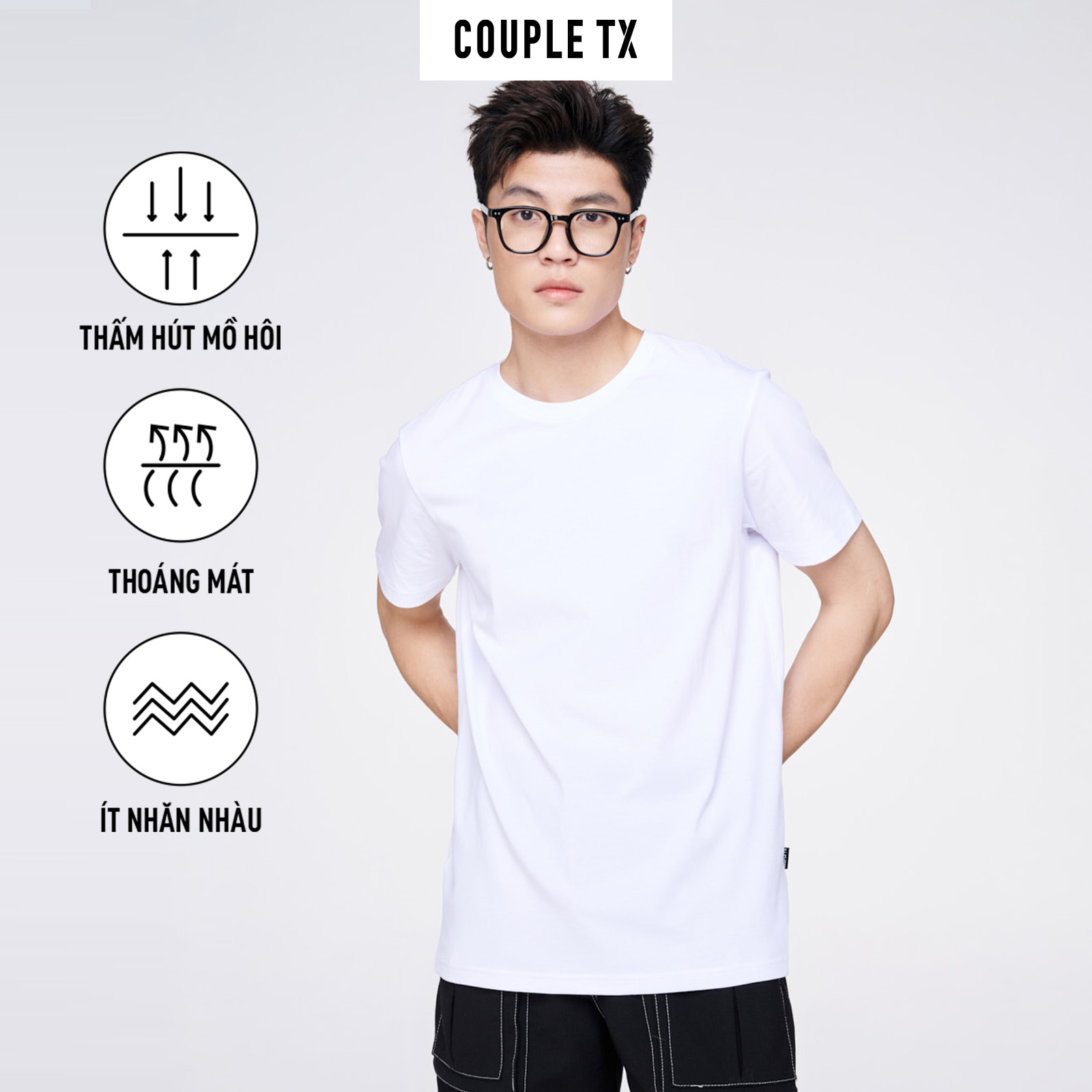 Áo Thun Nam COUPLE TX - Áo Thun Trơn Slim Basic Cổ Tròn MTS 1325