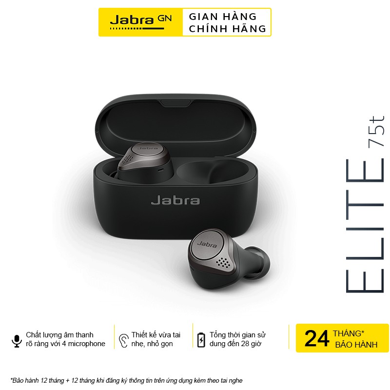 [HCM][VOUCHER 200K] Tai nghe Bluetooth - Tai nghe bluetooth Jabra Elite 75T Active siêu Bass chống b