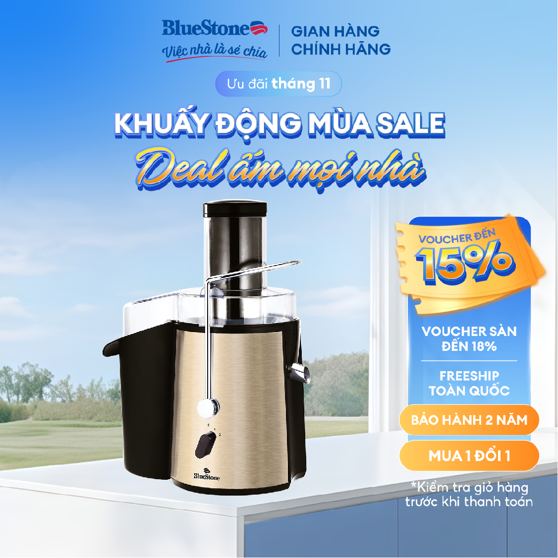 Máy Ép Trái Cây Đa Năng BlueStone JEB-6545 - (850W) - 2 tốc độ ép - Bộ lọc bằng thép không gỉ 304 -