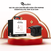 Sạc du lịch chuyển đổi chân cắm mophie Essentials PD 70W 35W 3C2A GaN - Hàng chính hãng