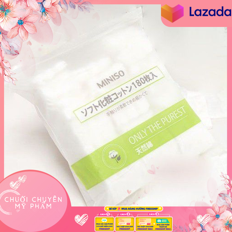 Bông Tẩy Trang Miniso Nhật Bản Gói 180 miếng