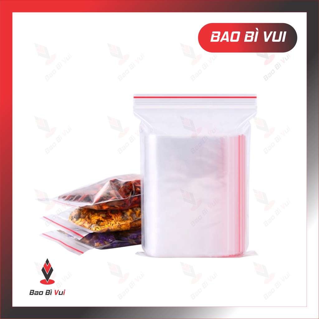 Túi zip PE túi zip viền đỏ 100g túi  BAO BÌ VUI