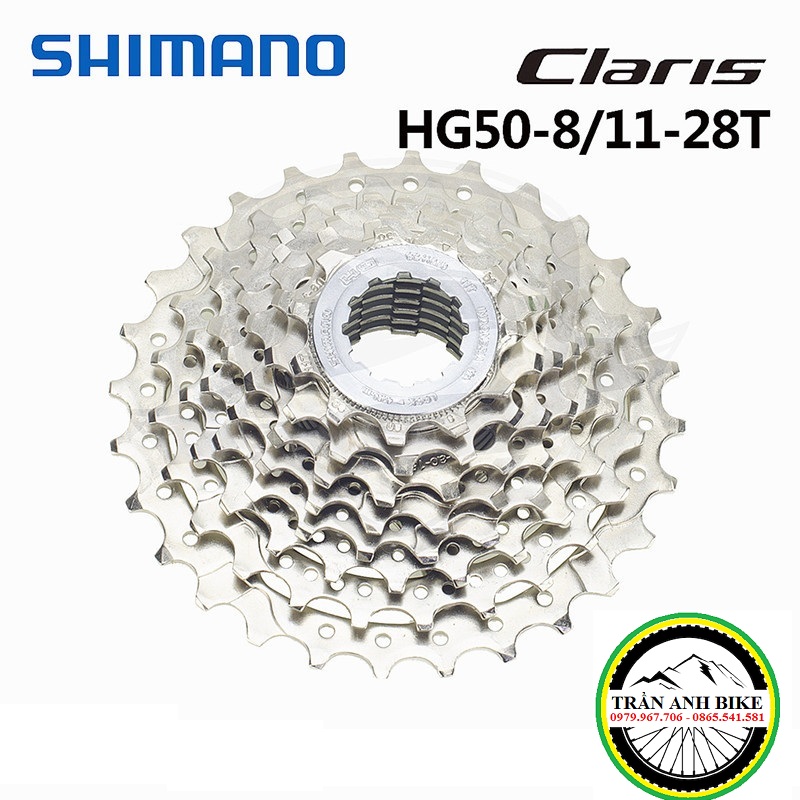 Líp thả xe đạp 8 tầng SHIMANO Claris CS-HG50-8 11-28T - Chính hãng